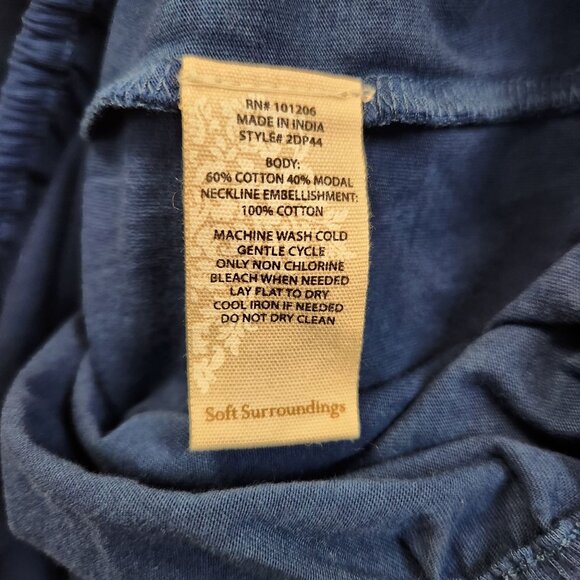 Soft Surroundings Women's L Teal Blue Long Sleeve Elastic Waist Pullover Knit To - Picture 5 of 10